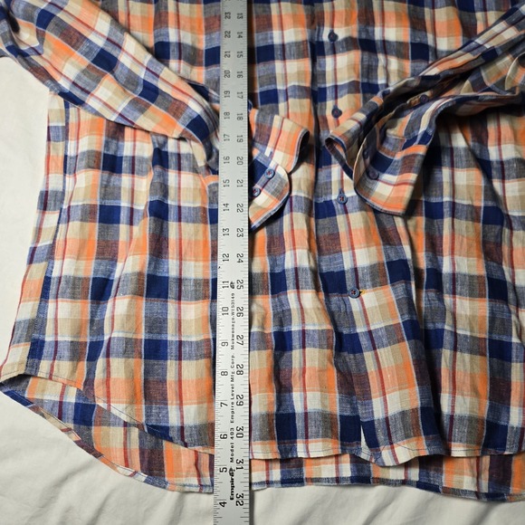 Robert Talbott Carmel Shirt Long Sleeve Button Up 100% Linen Large Plaid - Picture 3 of 8
